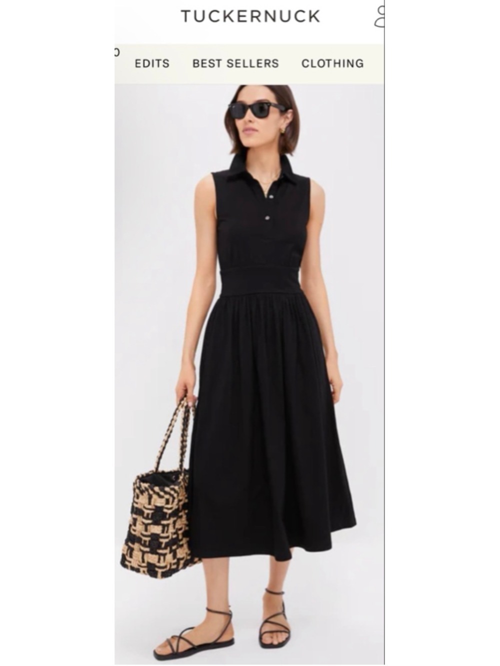 Tuckernuck Black Mikaela Sleeveless Collared Midi Dress M NWT - Picture 1 of 7